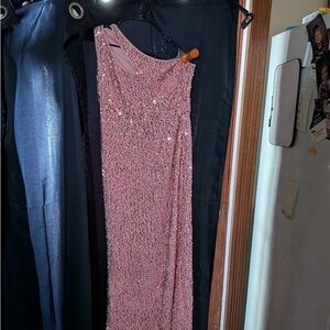 Glamorous One Shoulder Pink Sequin Dress